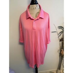 PGA TOUR Mens 3XL Tall Pink Diamond Pattern Golf Polo Shirt Short Sleeve